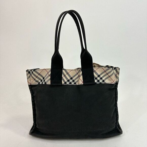 Burberry Blue Label Black Canvas and Nova Check Tote - Picture 3 of 10